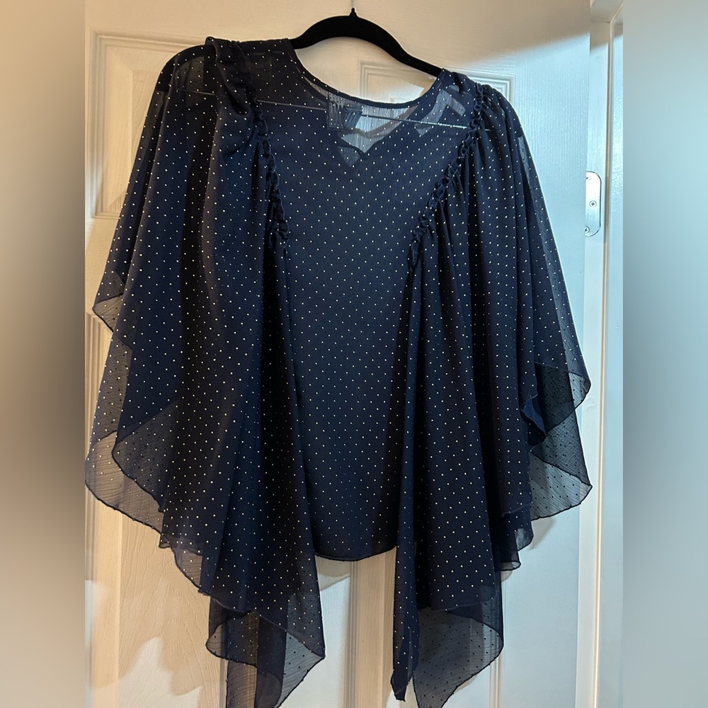 See By Chloe Black Sheer Polka Dot Blouse